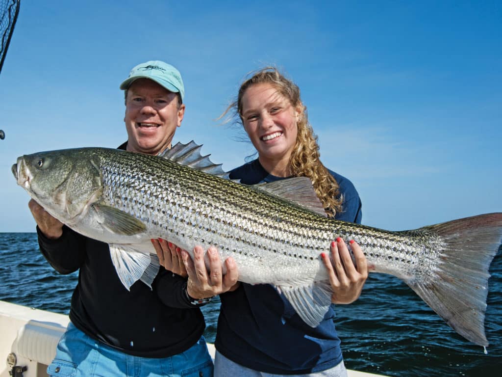 Trophy striped bass reward angling efforts along the Jersey shore.