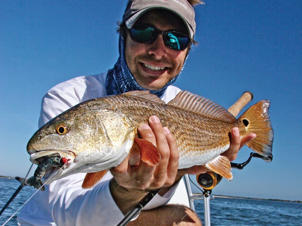 Reds and stripers frequent shallow flats in the summer, reside in channels and around inlets during spring and fall.