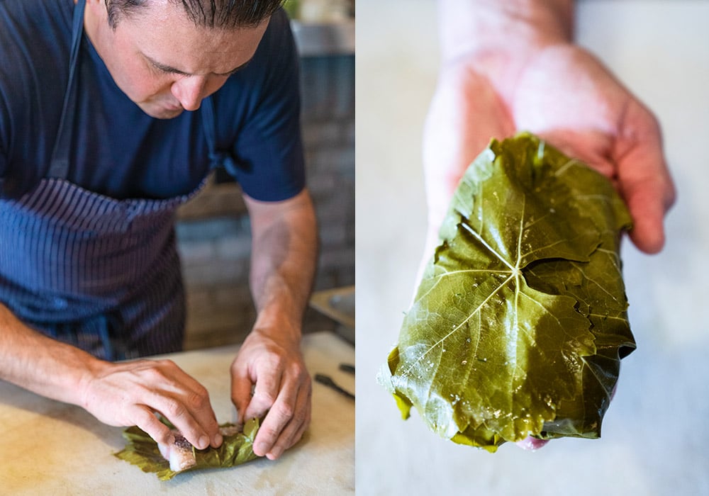 Rolling grape leaves