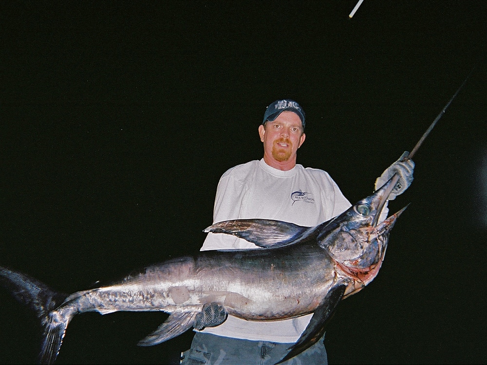 Swordfish caught night fishing off Miami, Florida