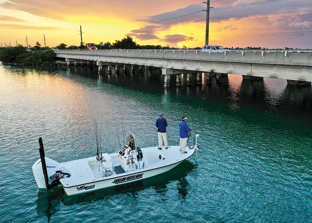 Side-scan sonar allows fishermen to mark the exact distance to fish under bridges.