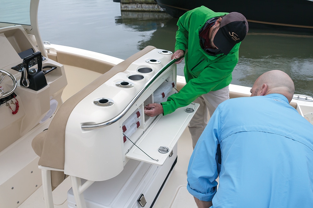 center console tackle storage