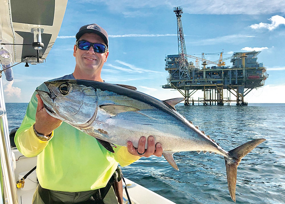 Tuna caught next to oil rig