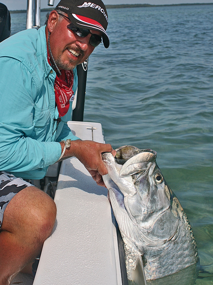 Angler with big Islamorada tarpon