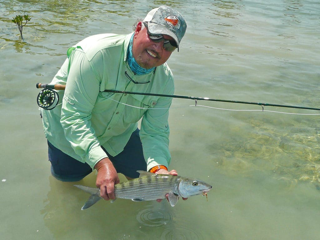 Wet wading, since bonefish are a warm-water species, only calls for a pair of zippered rubber-sole flats booties.