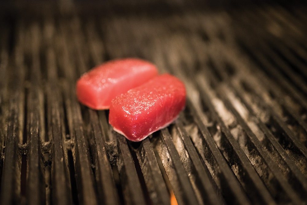 Yellowfin Tuna with Hearts of Palm Slaw and Jalapeño-Cucumber Gazpacho Recipe