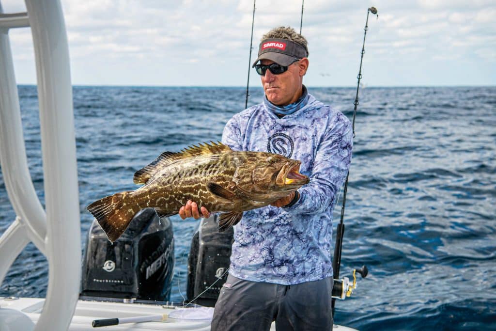 Black grouper caught using a bottom rig