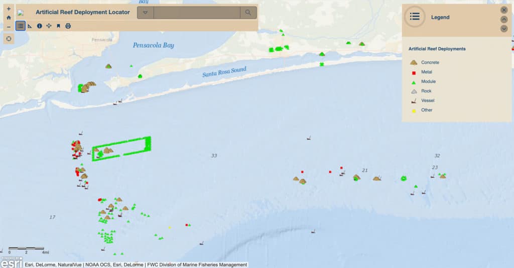 Interactive reef map for Florida anglers