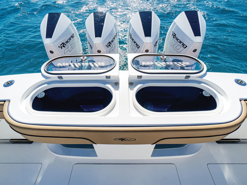 Valhall V-46 transom livewells