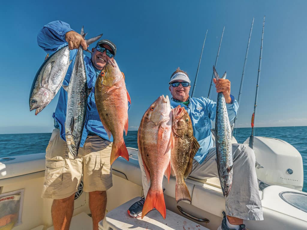 Multiple fish caught using jigs