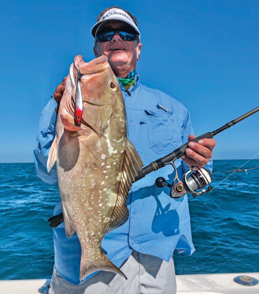 Grouper caught using a flutter jig