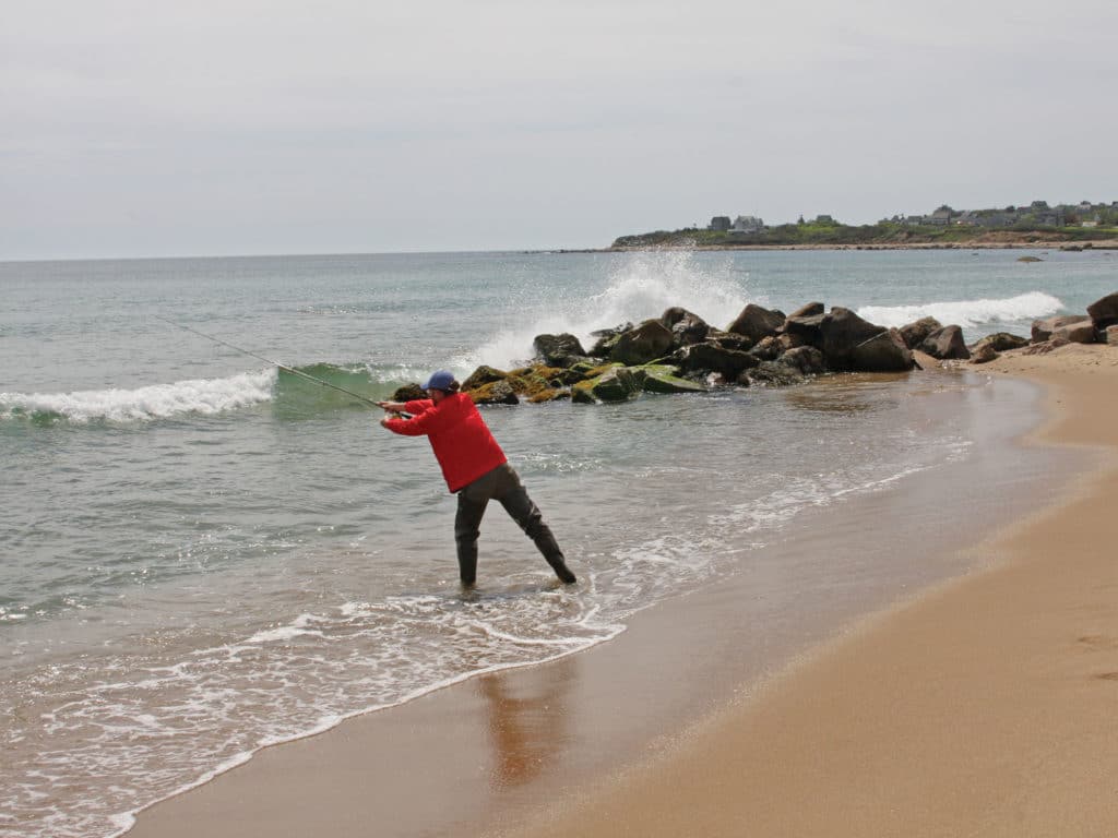 Surf fishing on Block Island