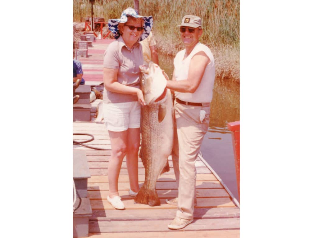 women 64-pound striped bass world record