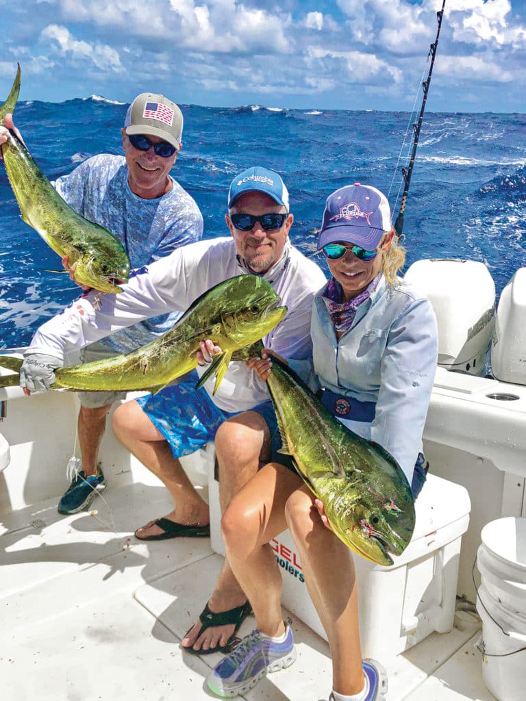 Three mahi caught along weeds