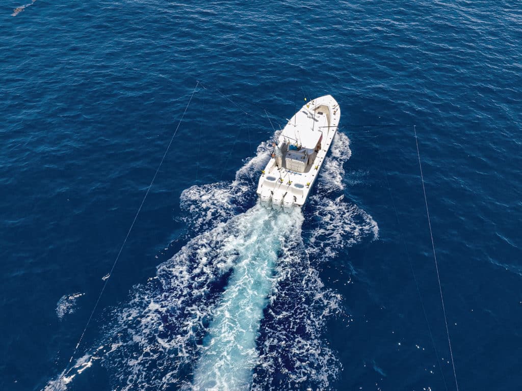 Fishing boat trolling offshore