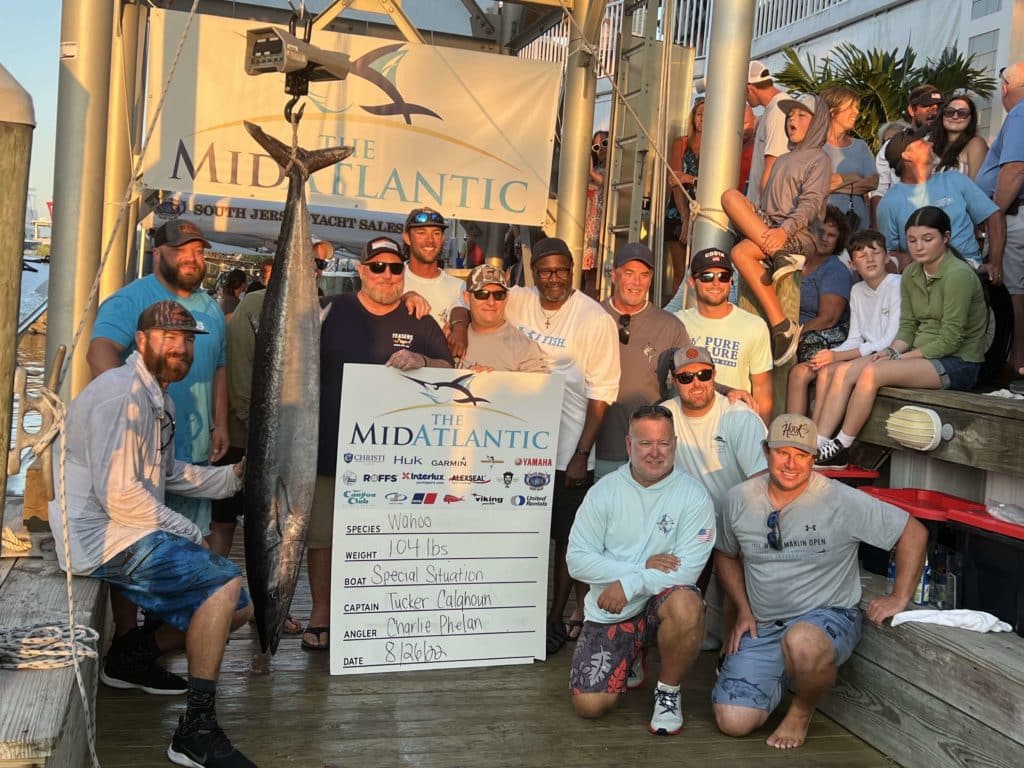 104-pound wahoo at weigh in