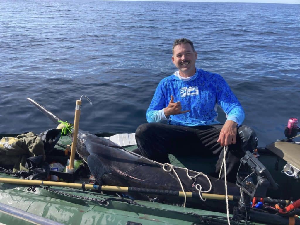 Swordfish Caught in Inflatable Boat