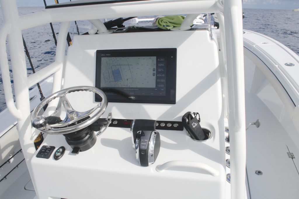 combo fishfinder and chartplotter in center console