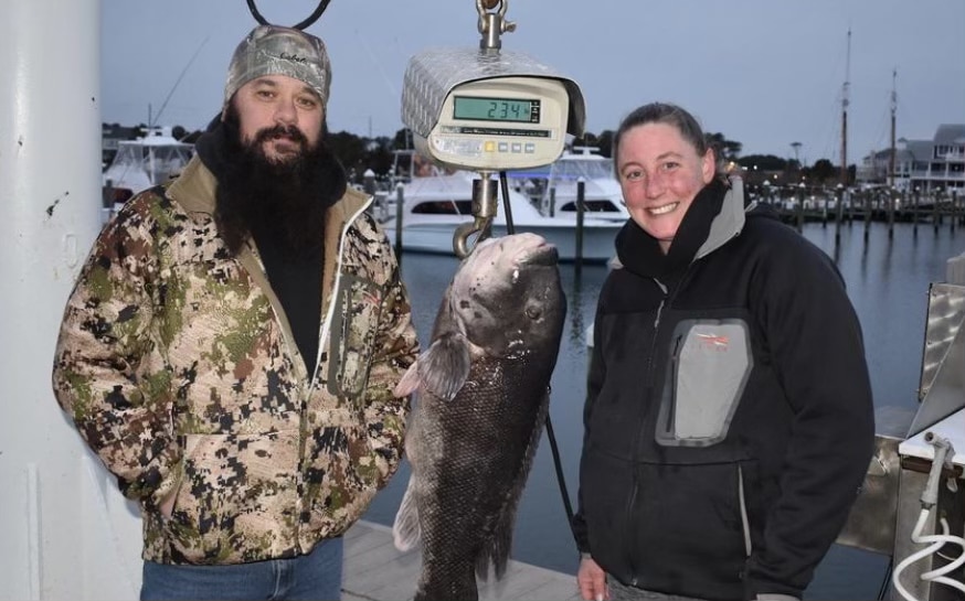 Jennifer and Al Zuppe with record blackfish