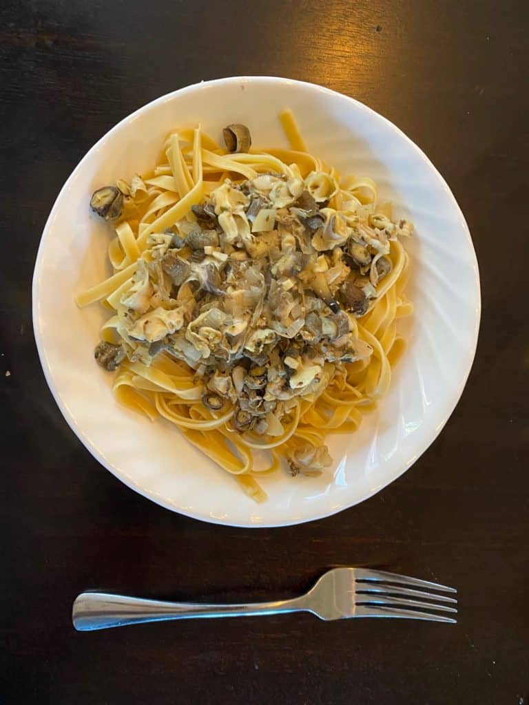 Soft shelled clams and pasta