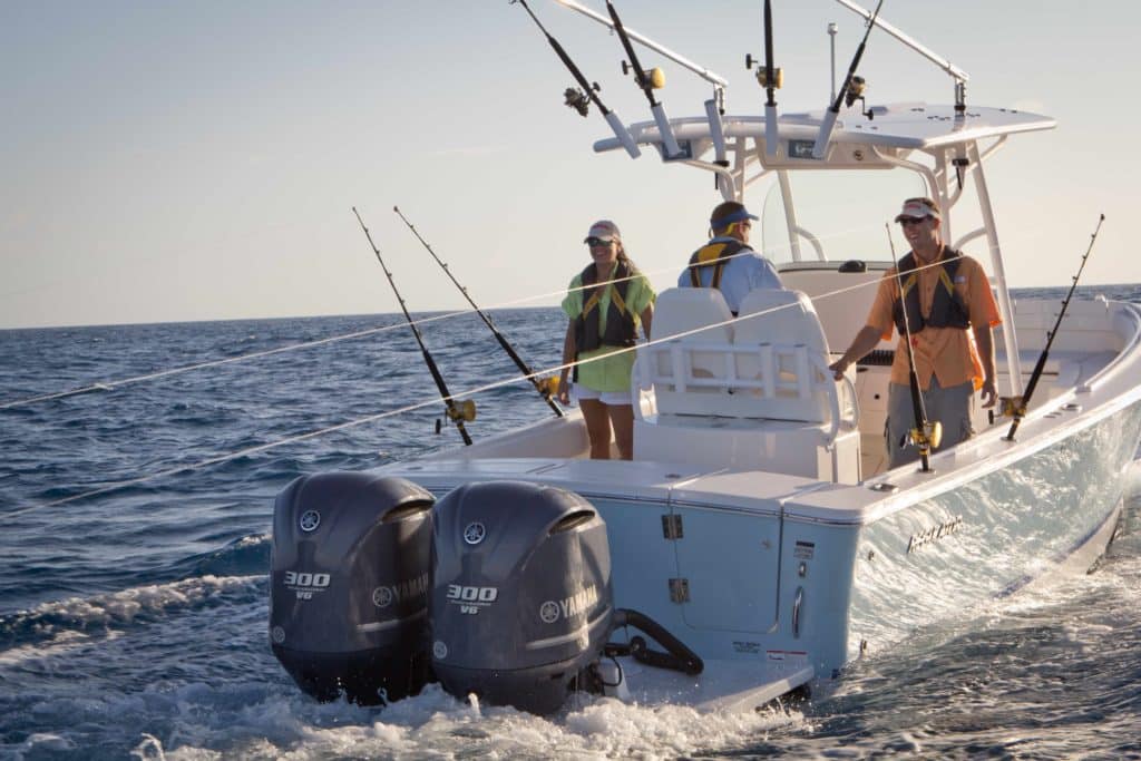 Yamaha outboards on center console boat