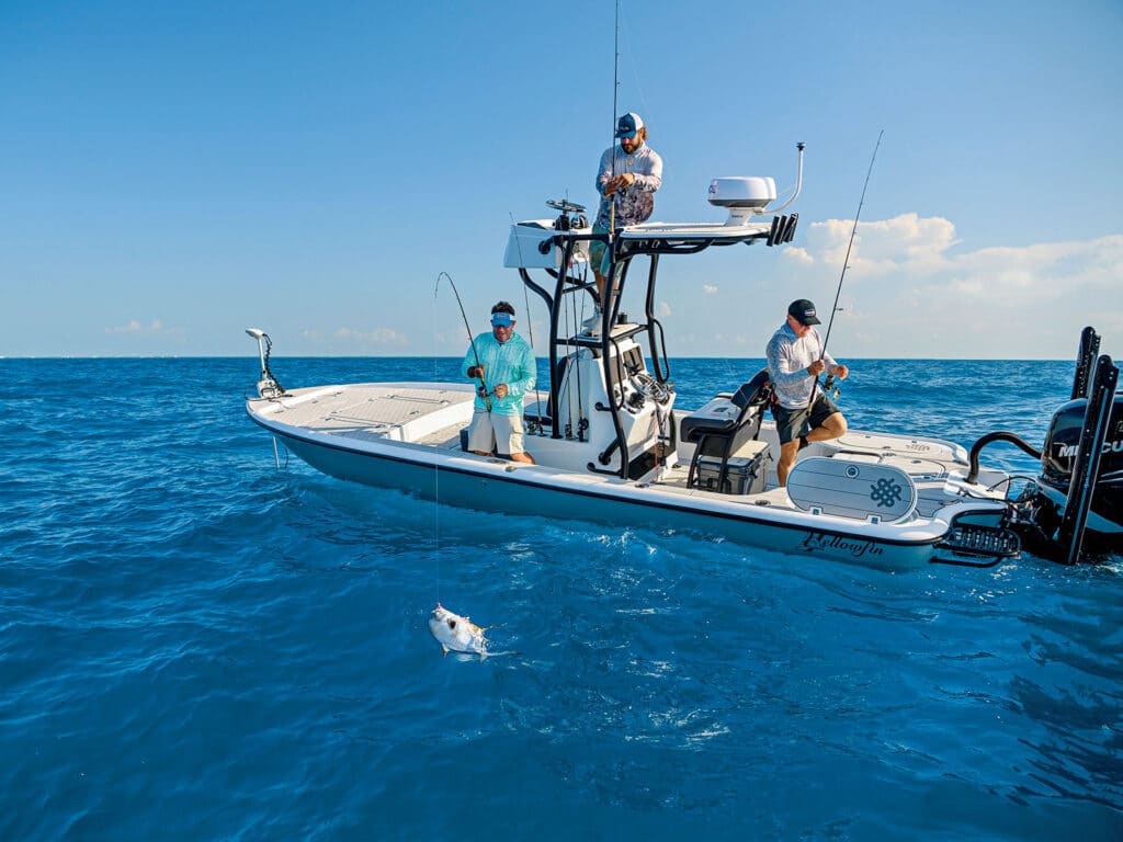 Bay boat fishing offshore