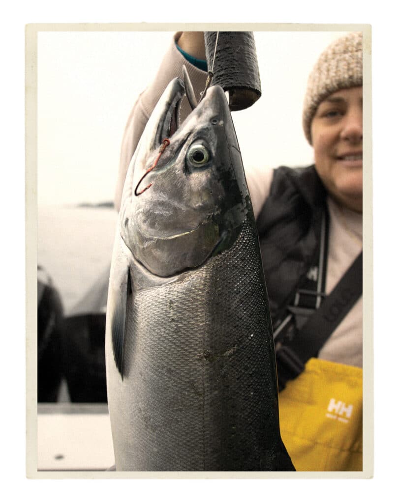 King salmon on the hook