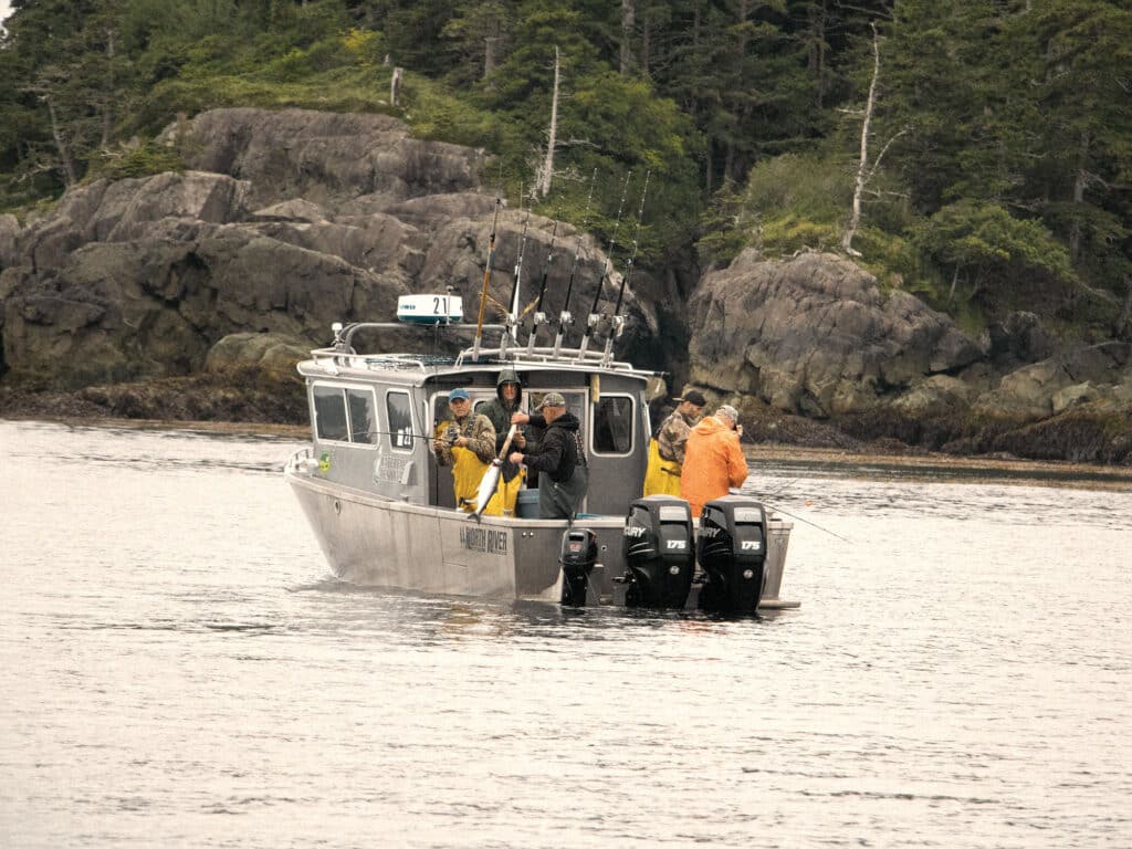 Silver salmon fishing near shore