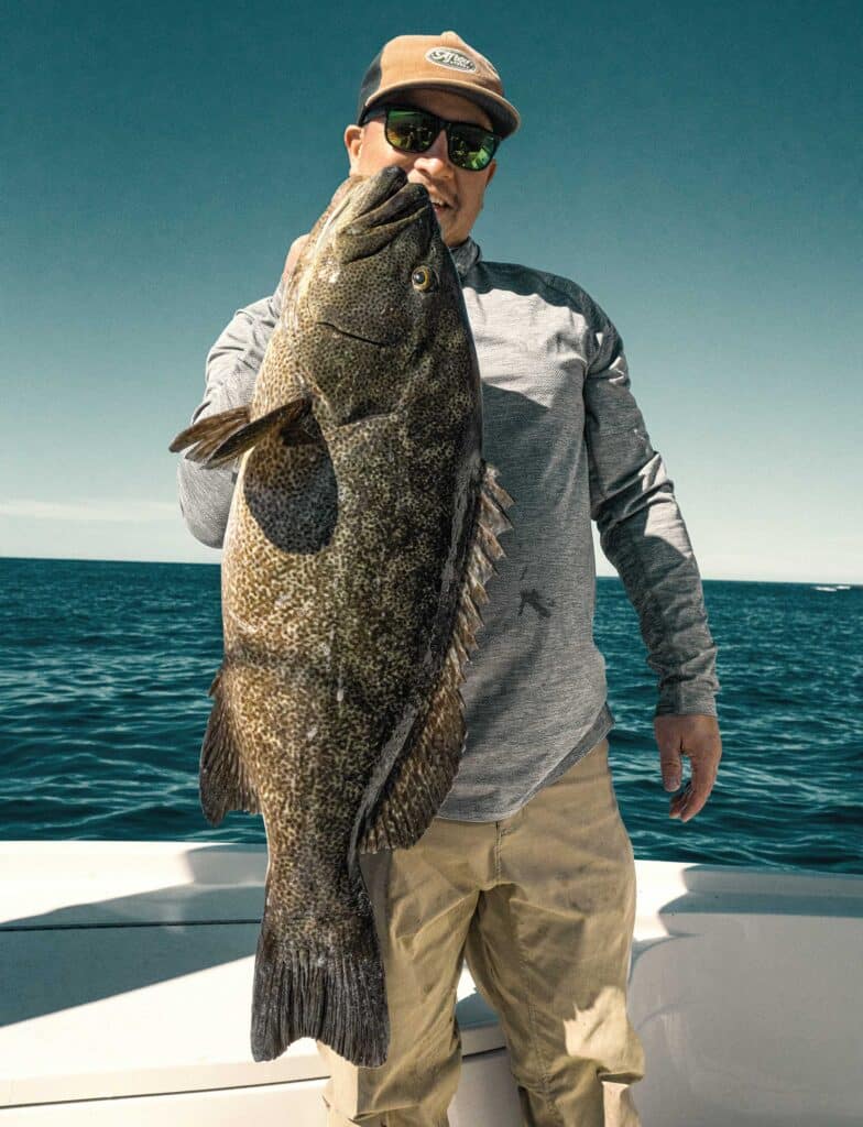 Leopard grouper on the boat