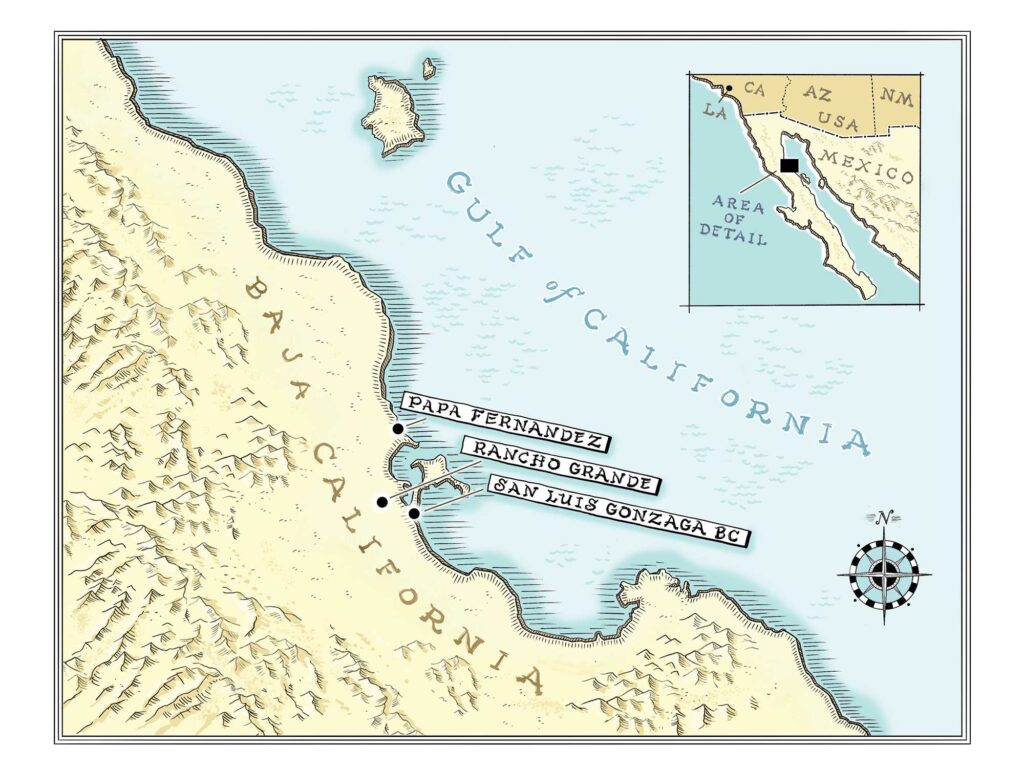 Golden grouper Baja fishing map