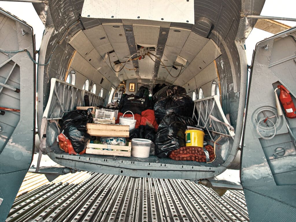 Light plane filled with cargo