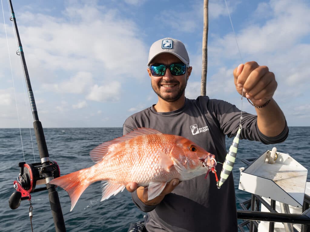 red snapper on metal jig