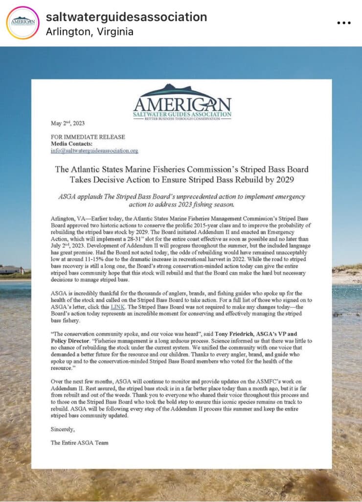 American Saltwater Guides Association Press Release