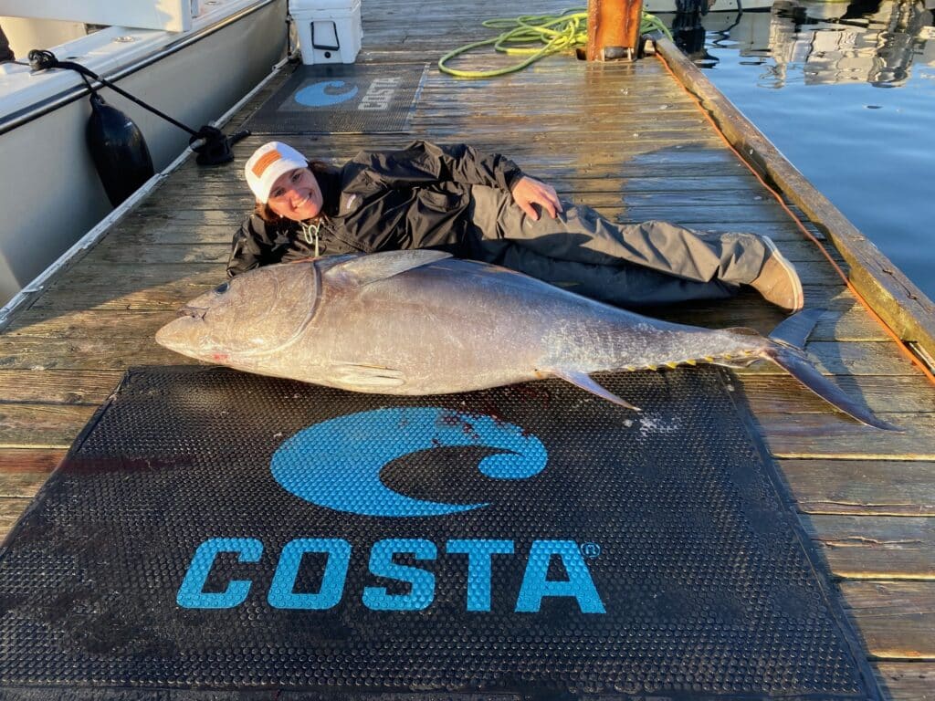 Pacific bluefin tuna and angler