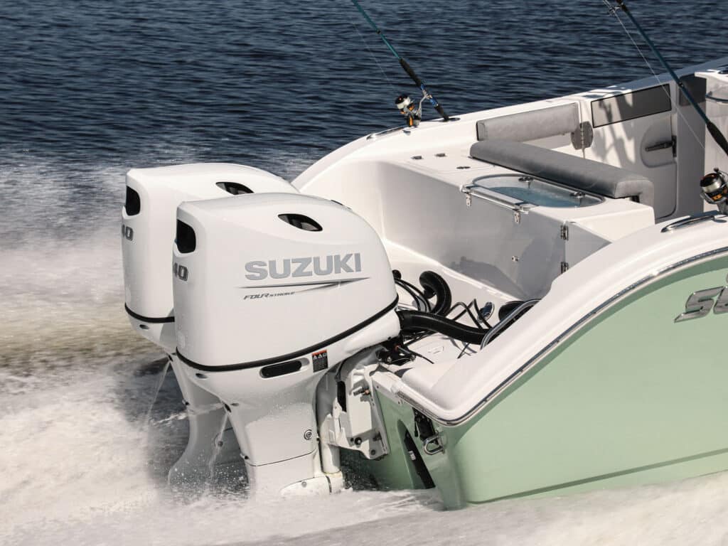 Twin outboards on a fishing boat