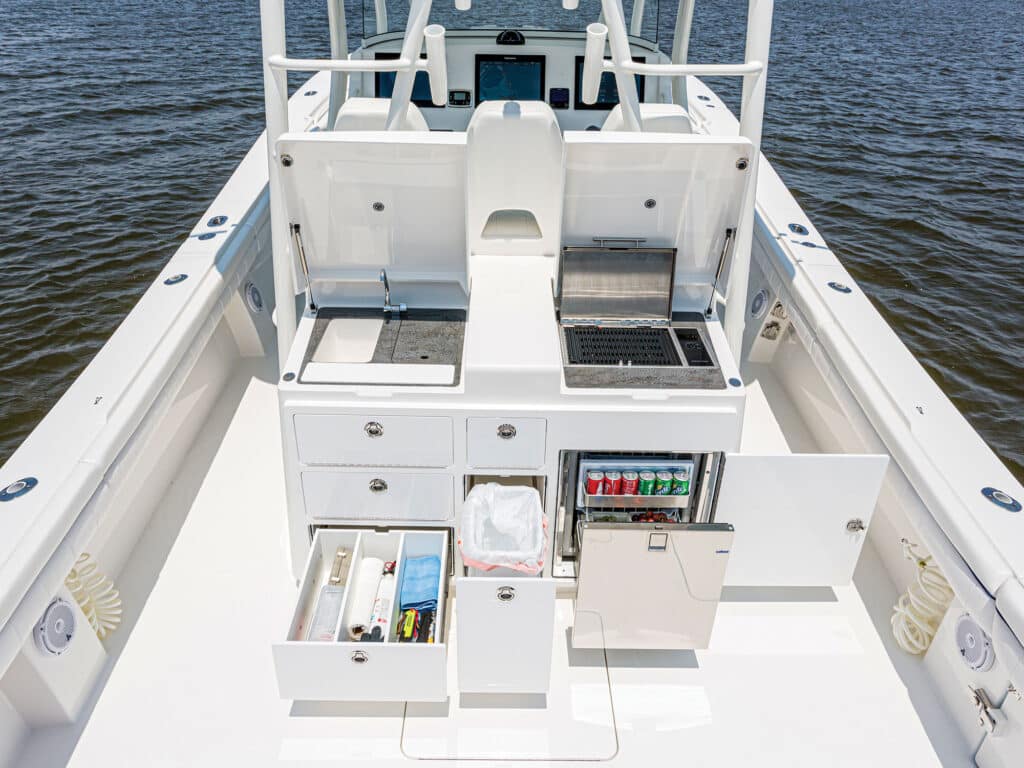 Equipment on a boat in a leaning post