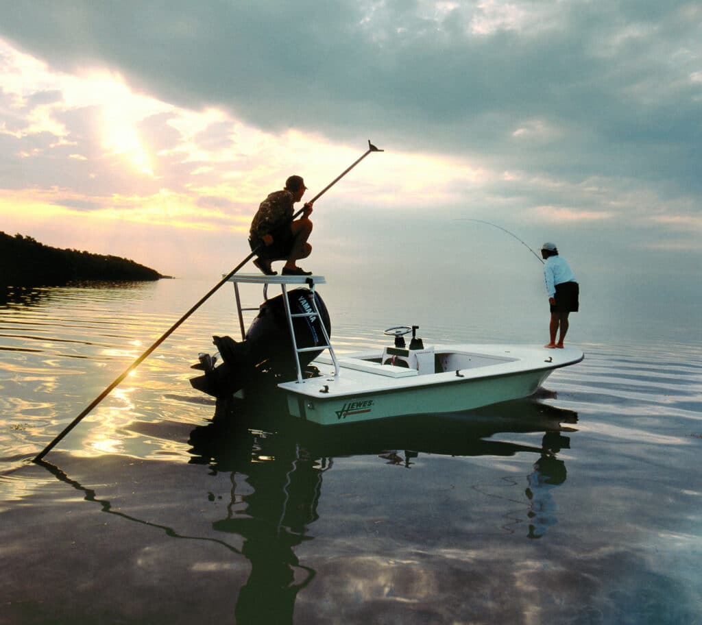 Fishing from a Hewes flats boat