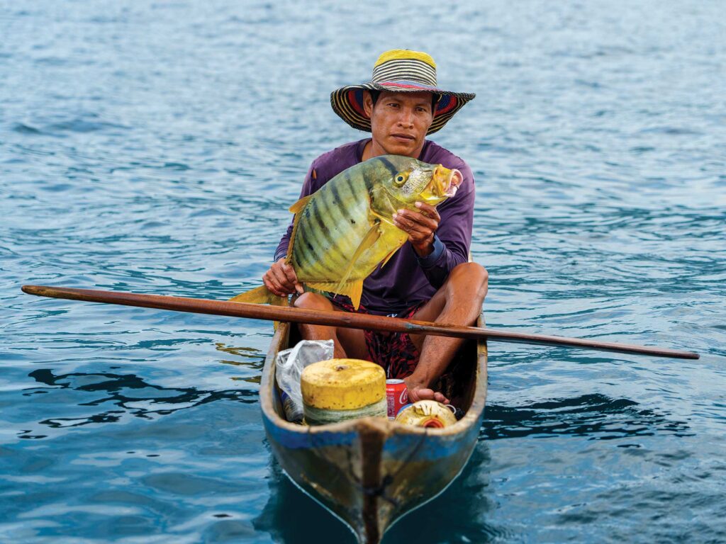 Angler in a panga