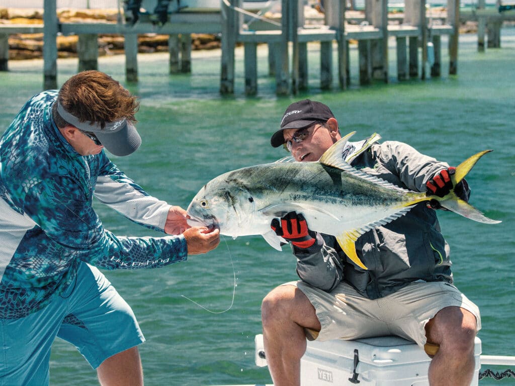 Jack crevalle on the dock