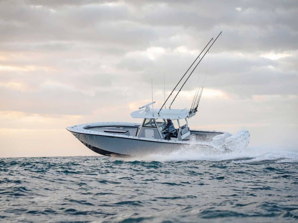 Yellowfin 39 Offshore out on the ocean