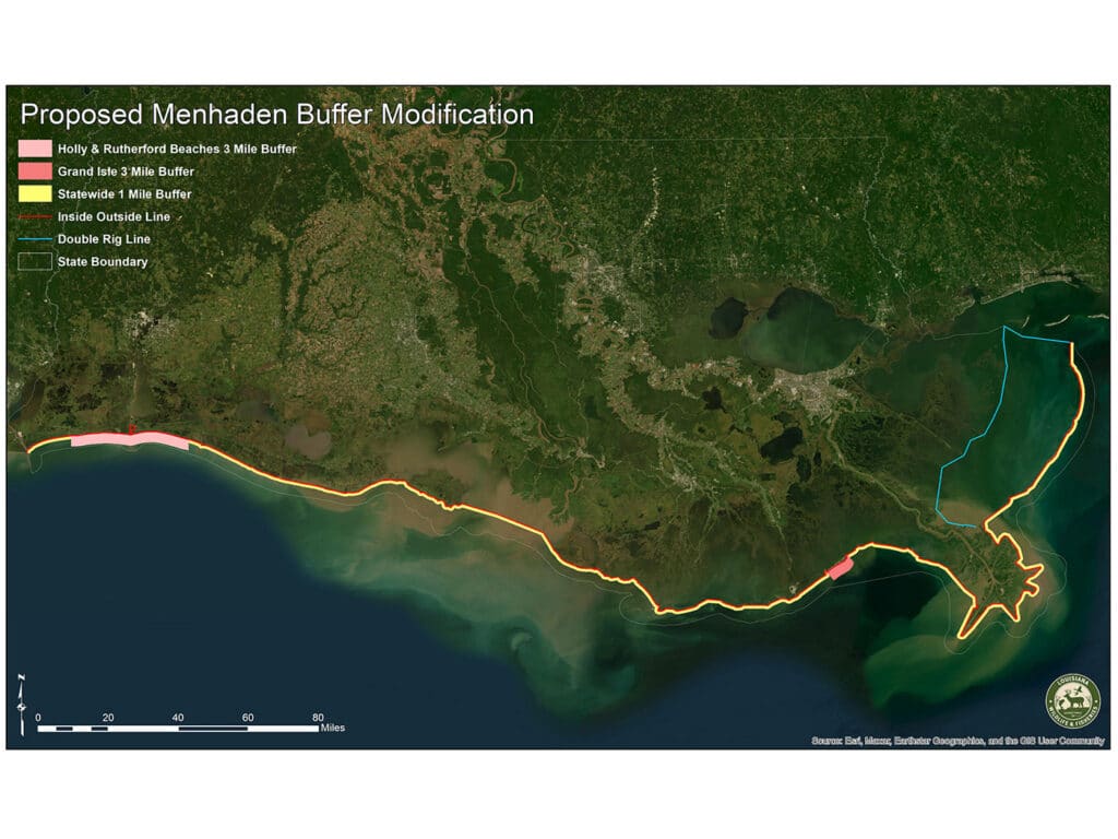 Proposed buffer zone for commercial menhaden fishing in Louisiana