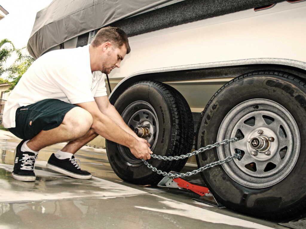 Locking up boat trailer