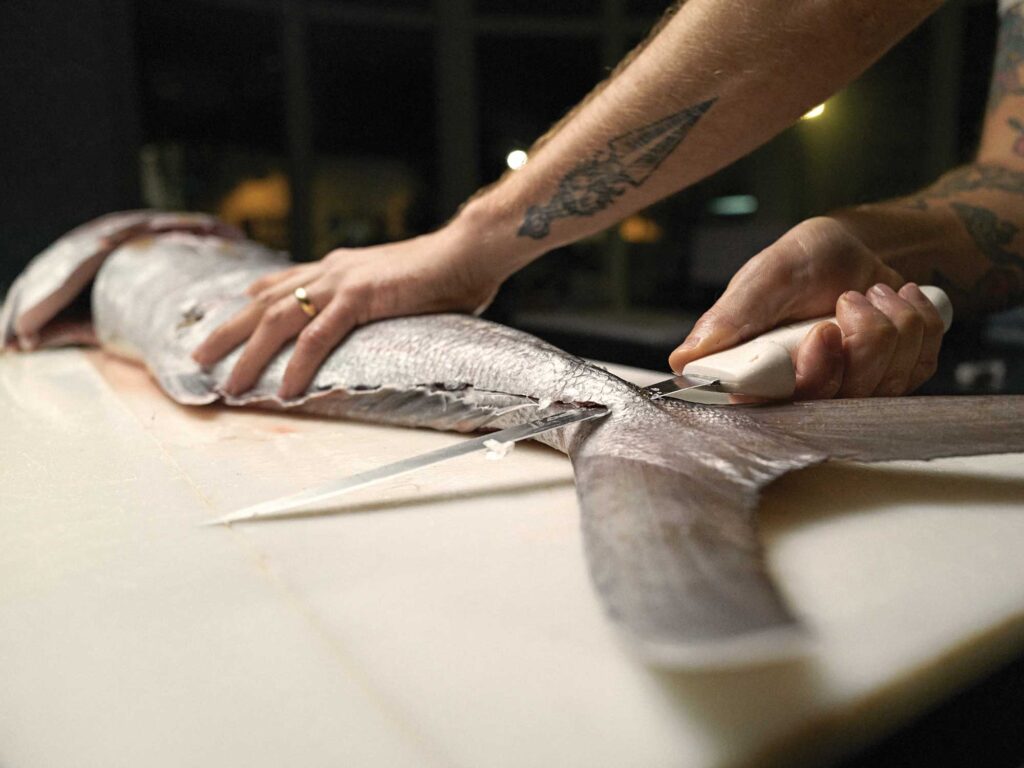 Filleting a large fish