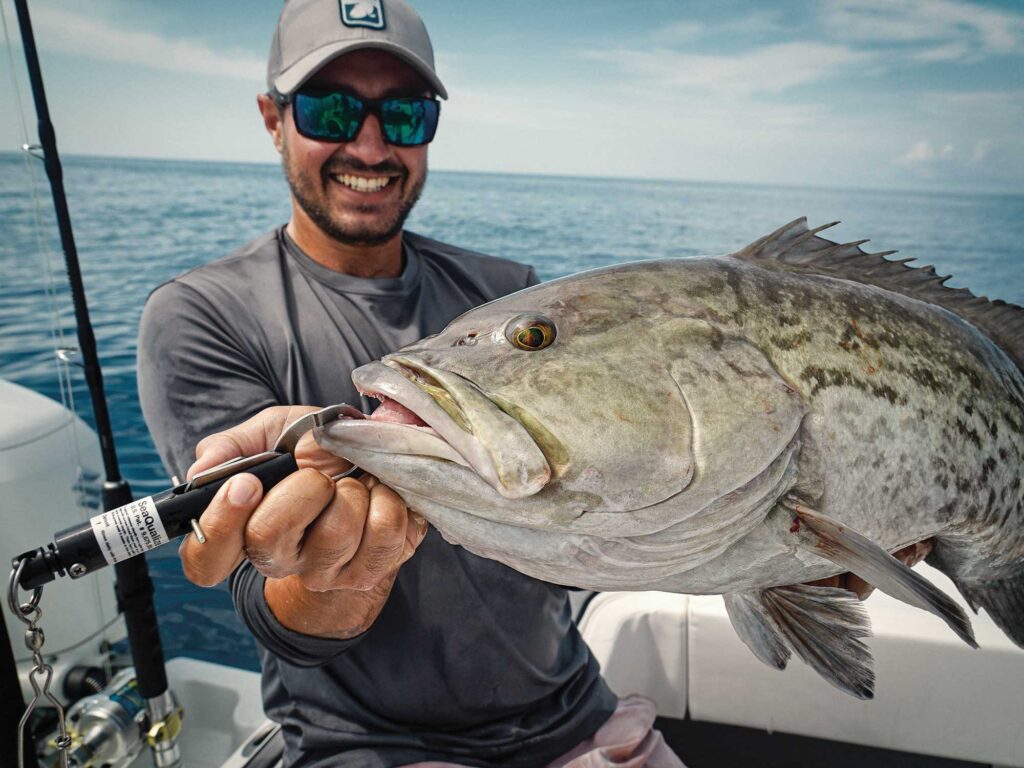 Photographing a large fish