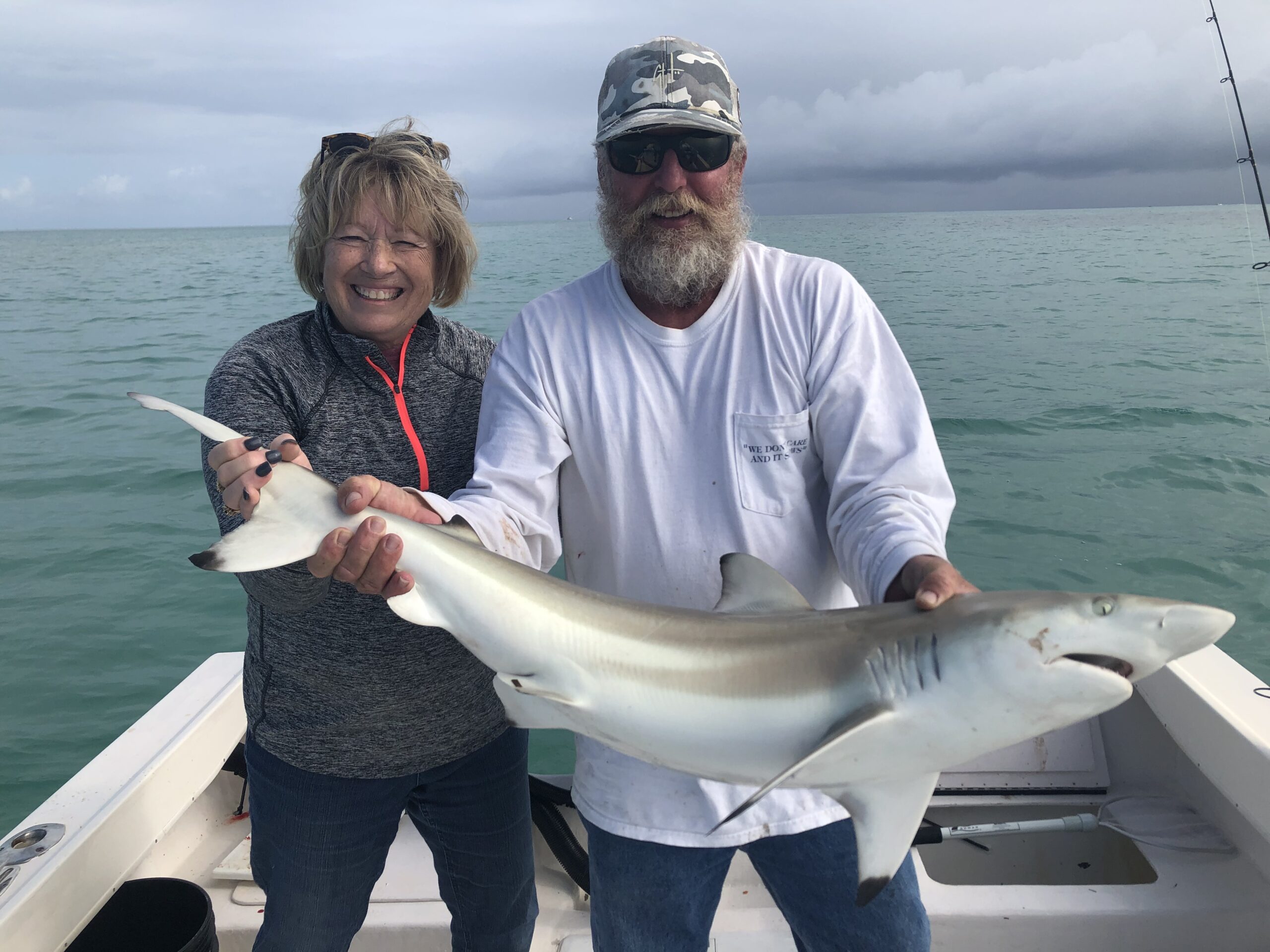 Shark fishing trip in the ocean with On The Hook Charters 