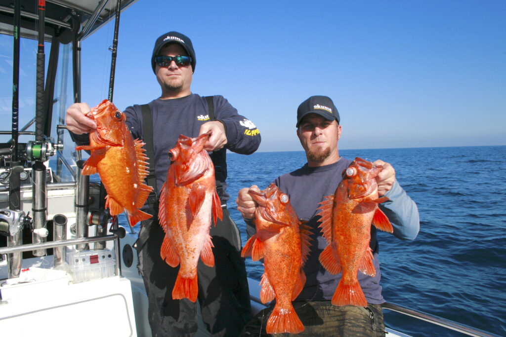 anglers with vermillion rockfish