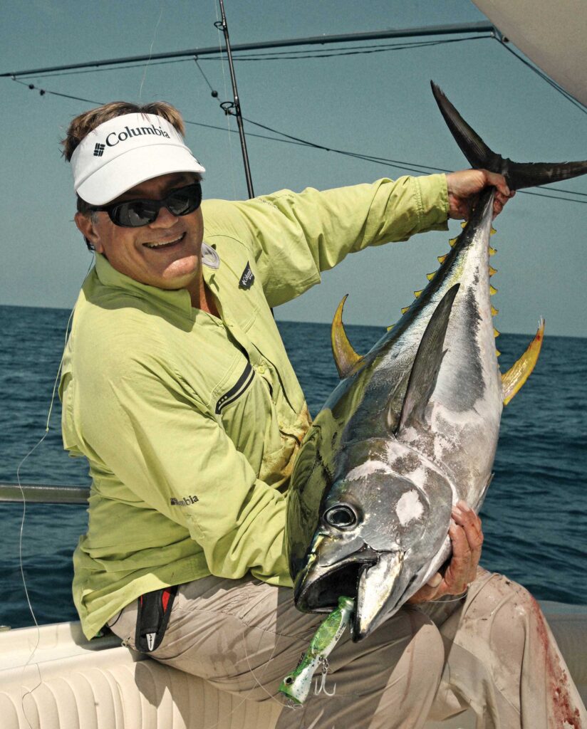 Tuna caught on a cedar plug