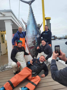 Capt. Jim Peters and crew with bluefin tuna