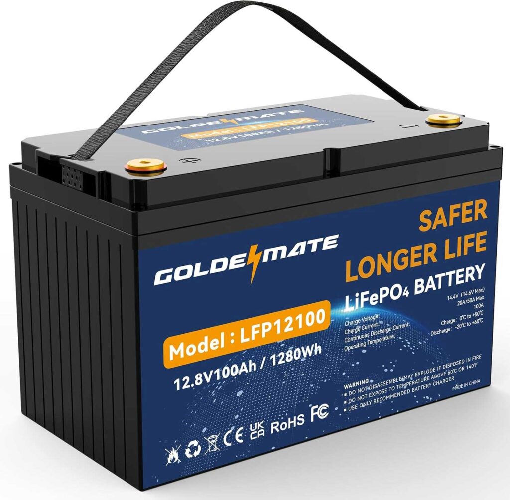 Goldenmate 12V 100Ah LiFePO4 Lithium Battery
