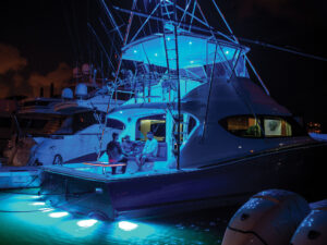 Hatteras fishing boat with underwater lights